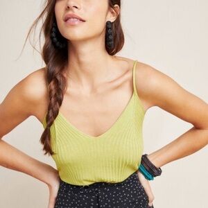 Anthropologie Ribbed Knit Camisole Green Size XL